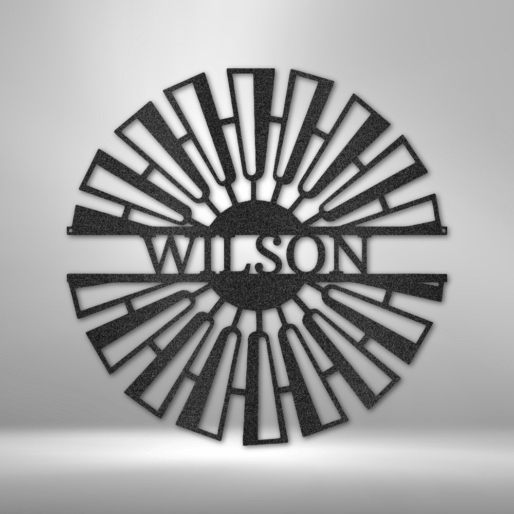 Fancy Windmill Personalized Name Text Steel SignCustomly Gifts