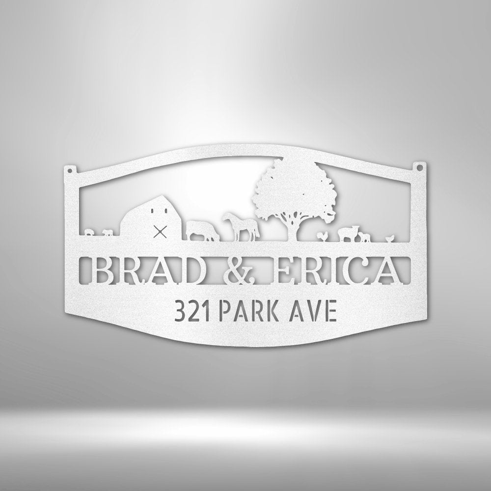 Farm Scene Personalized Address Steel SignCustomly Gifts