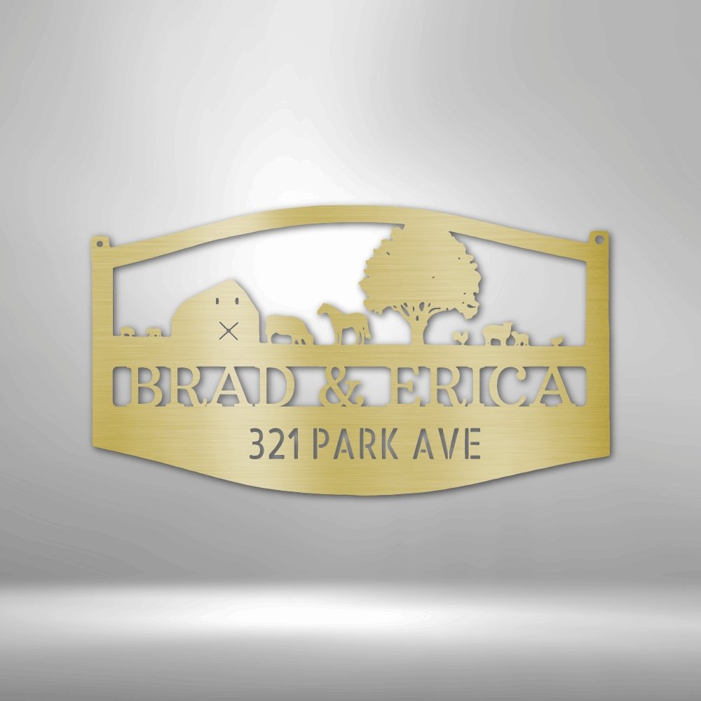 Farm Scene Personalized Address Steel SignCustomly Gifts