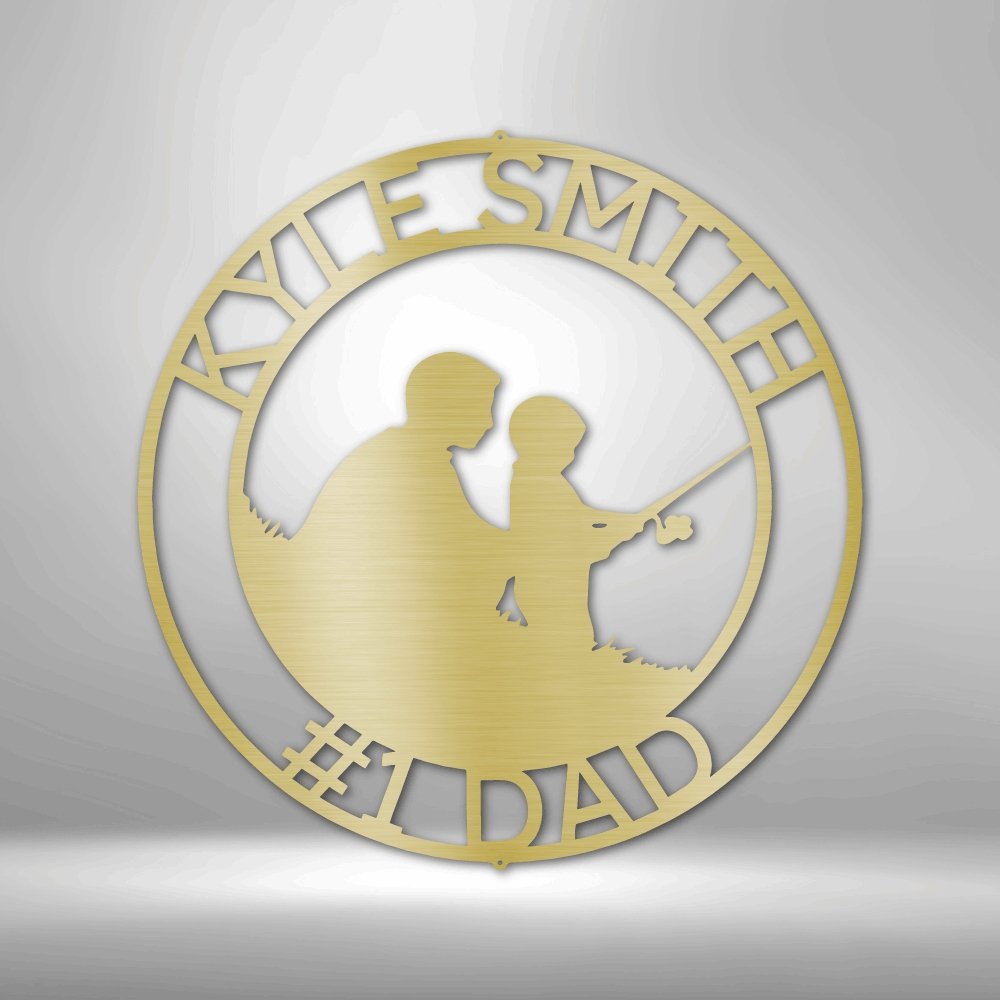 Father and Son Fishing Personalized Name Text Steel SignCustomly Gifts
