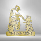 Father and Son Motocross Personalized Name Text Steel SignCustomly Gifts