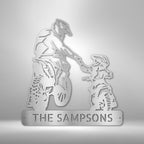 Father and Son Motocross Personalized Name Text Steel SignCustomly Gifts