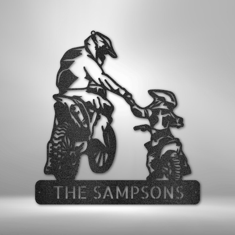 Father and Son Motocross Personalized Name Text Steel SignCustomly Gifts