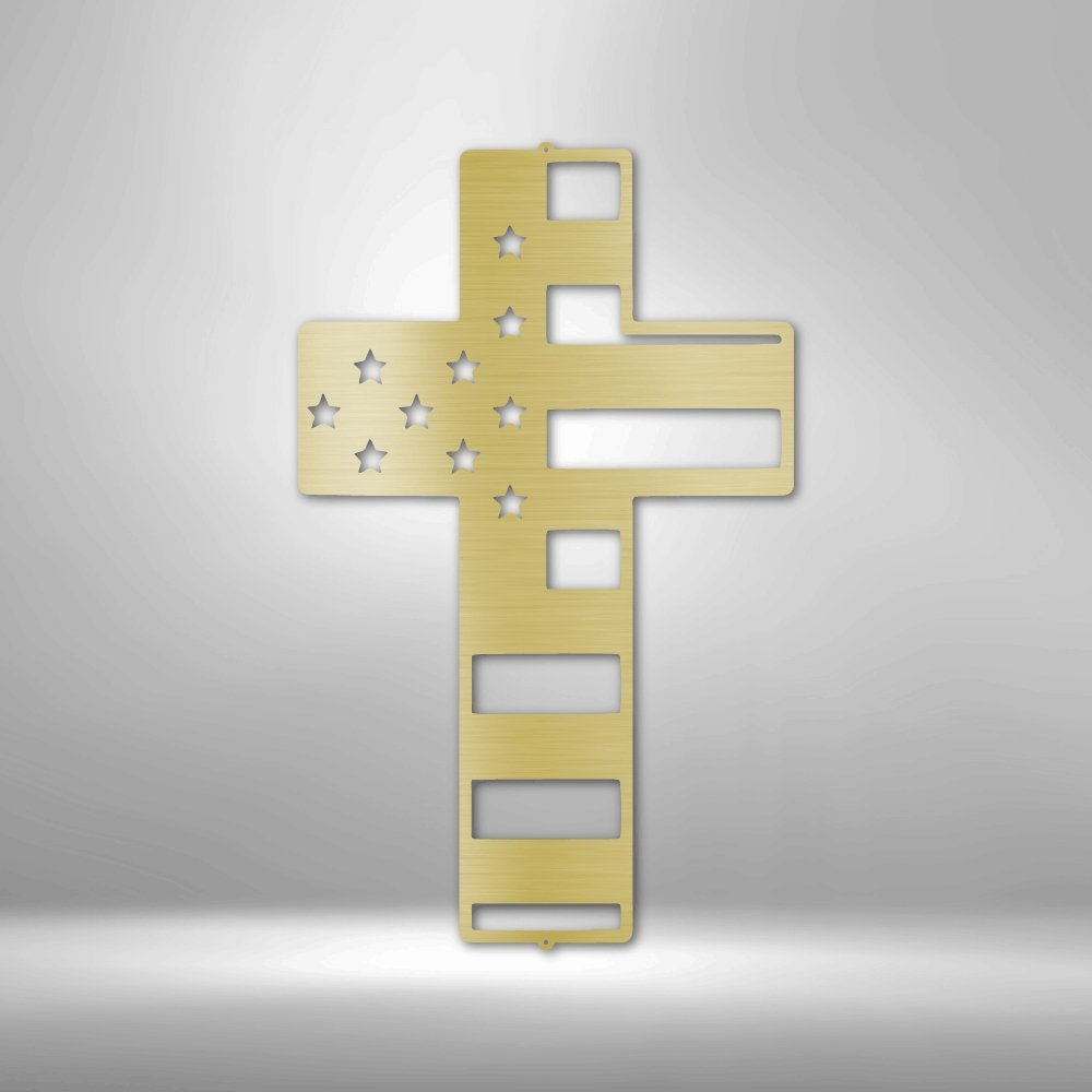 Flag Cross - Steel SignCustomly Gifts