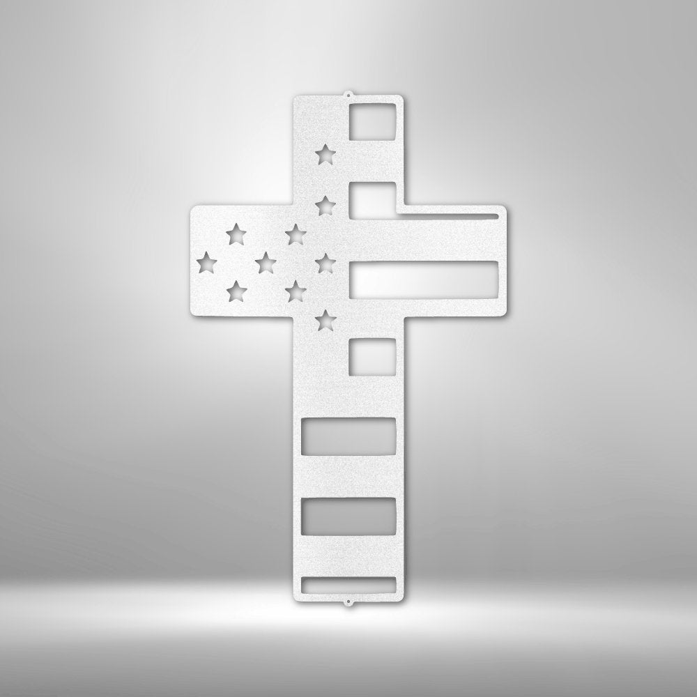 Flag Cross - Steel SignCustomly Gifts