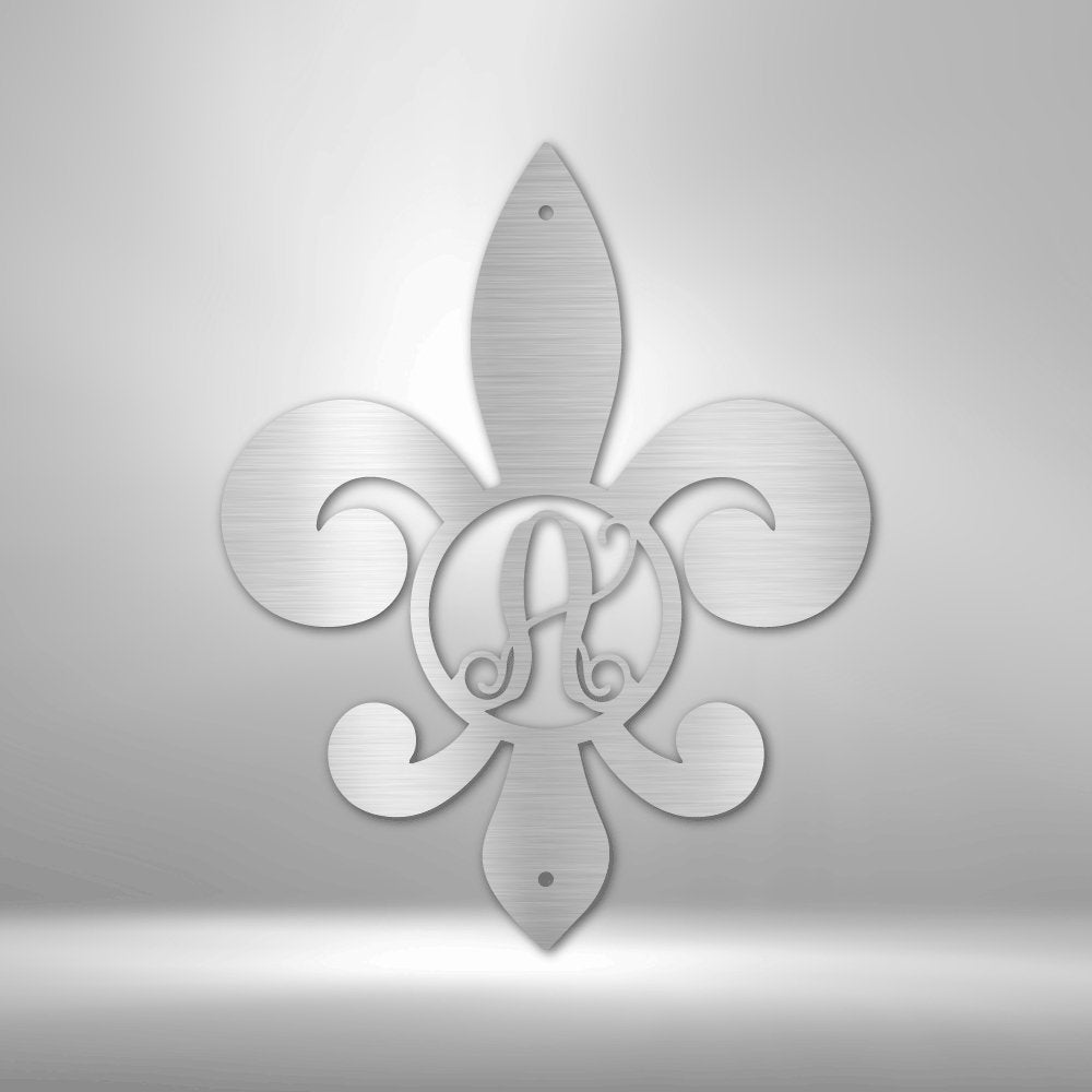 Fleur De Lis Initial Personalized Steel SignCustomly Gifts