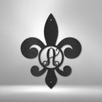 Fleur De Lis Initial Personalized Steel SignCustomly Gifts