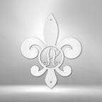 Fleur De Lis Initial Personalized Steel SignCustomly Gifts