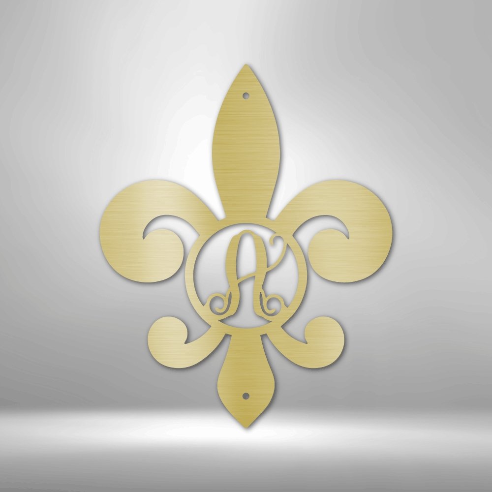 Fleur De Lis Initial Personalized Steel SignCustomly Gifts