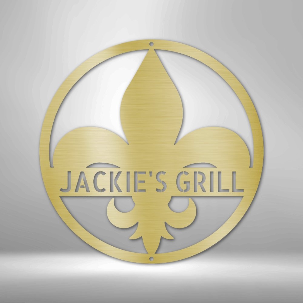 Fleur De Lis Monogram Personalized Steel SignCustomly Gifts