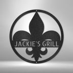 Fleur De Lis Monogram Personalized Steel SignCustomly Gifts