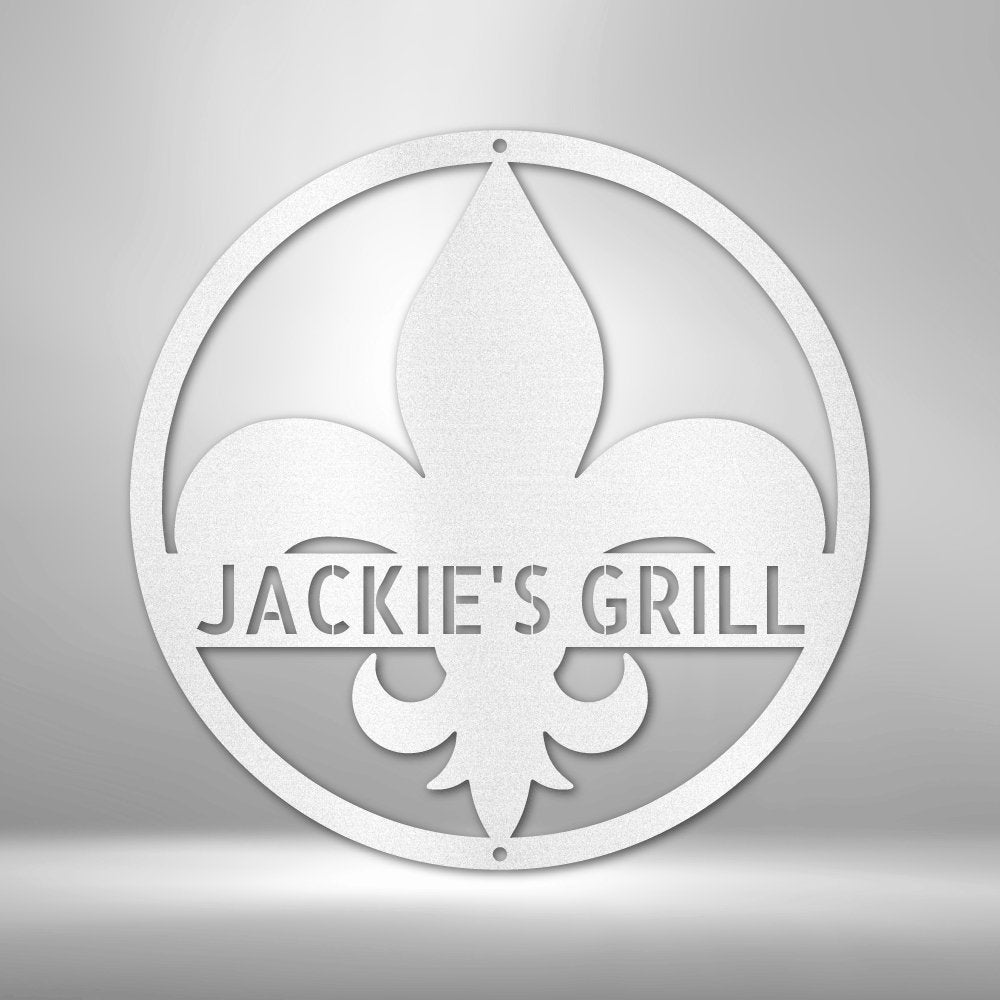 Fleur De Lis Monogram Personalized Steel SignCustomly Gifts