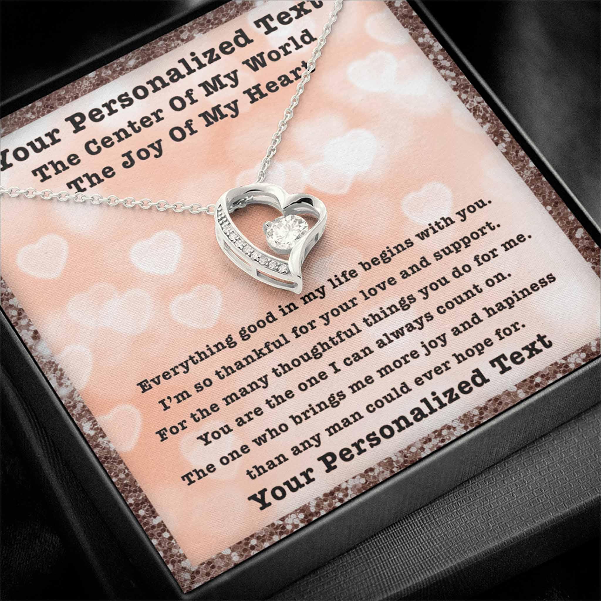 Forever Love Necklace Center Of My World Personalized Message CardCustomly Gifts