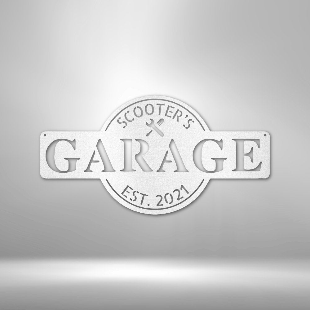 Garage Monogram Personalized Name Date Text Metal SignCustomly Gifts