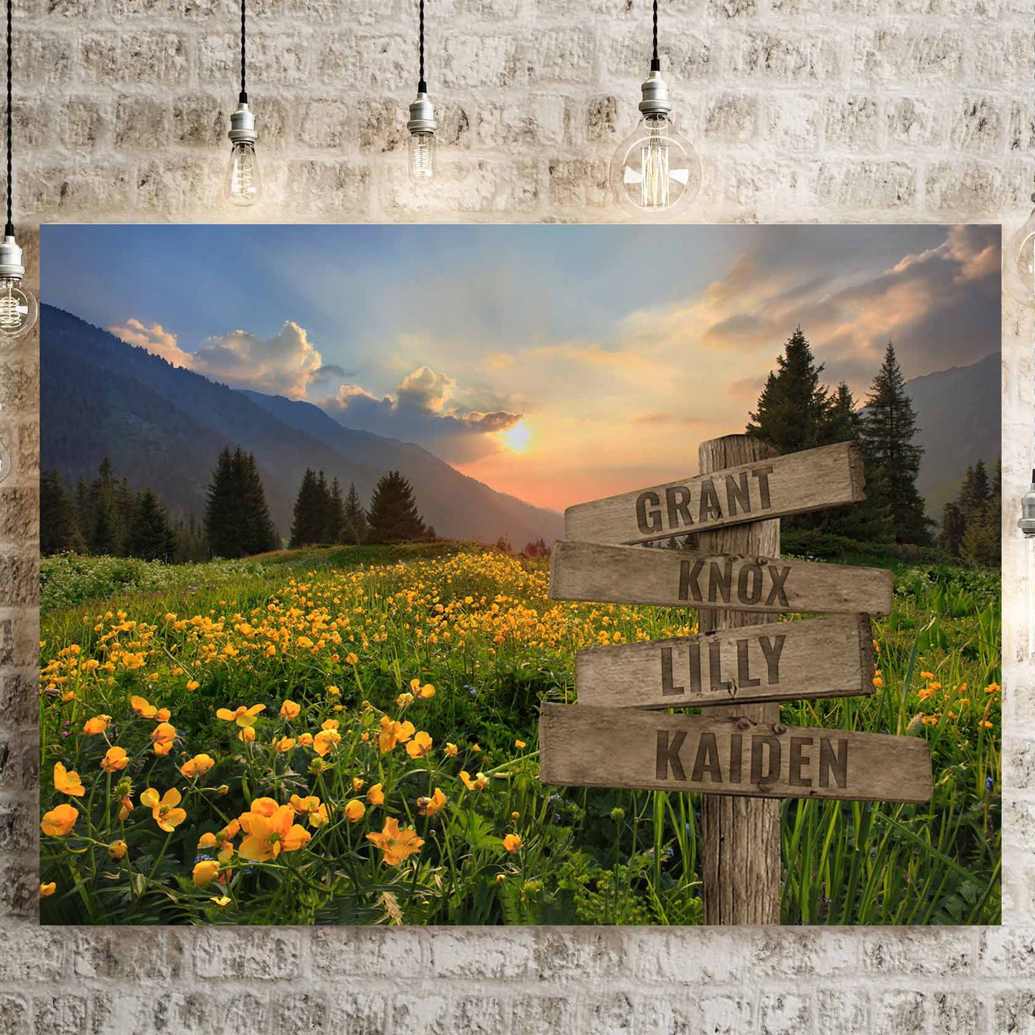 Glade of Buttercups Multiple Names Personalized Directional Sign CanvasCustomly Gifts
