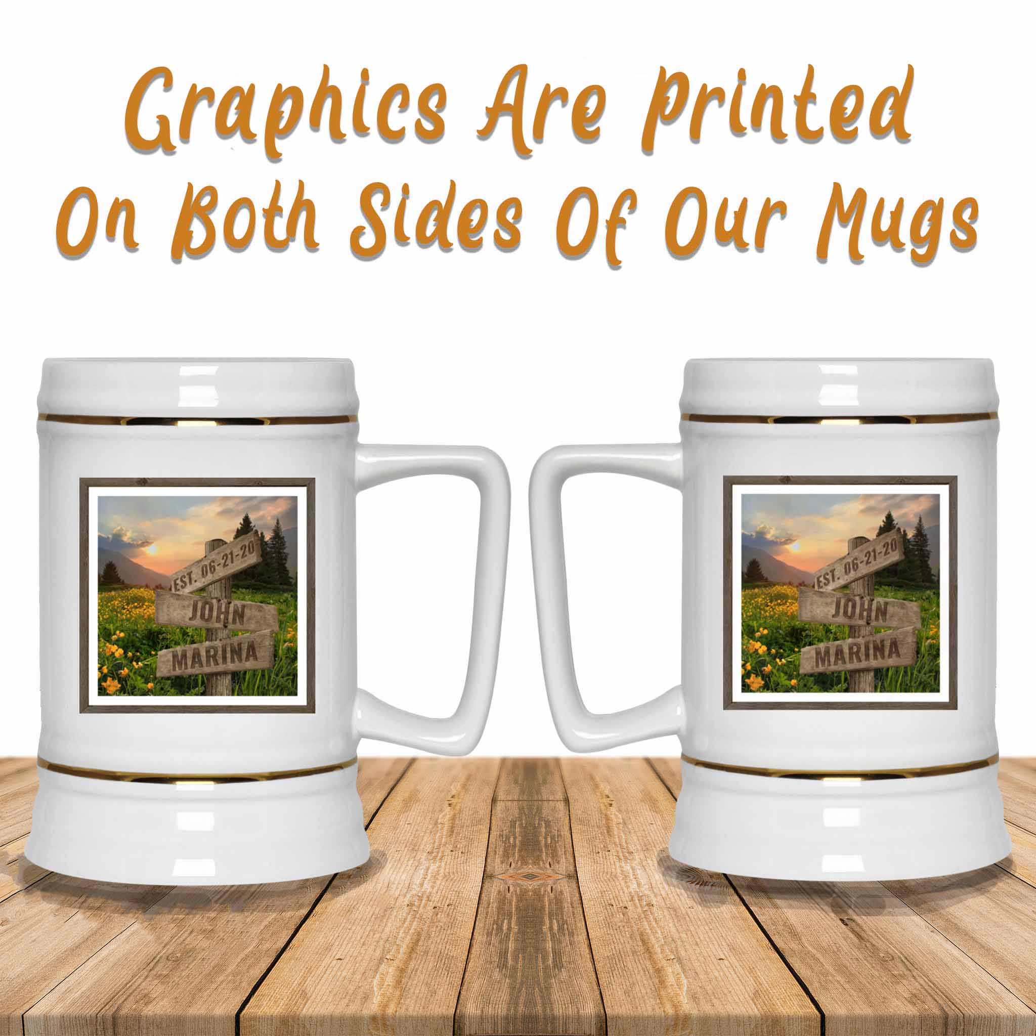 Glade of Buttercups Personalized Multi-Names Directional Sign Beer MugCustomly Gifts