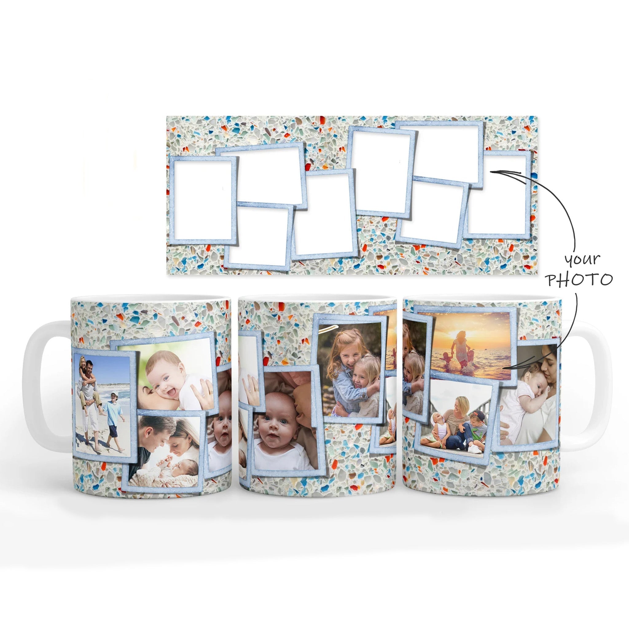 Glass Mosaic and Picture Frames Personalized Photo Coffee MugCustomly Gifts