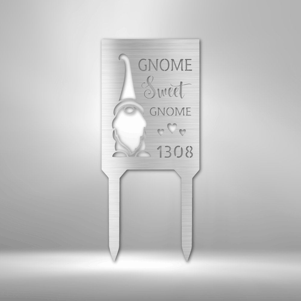 Gnome Home Personalized Address Steel StakeCustomly Gifts