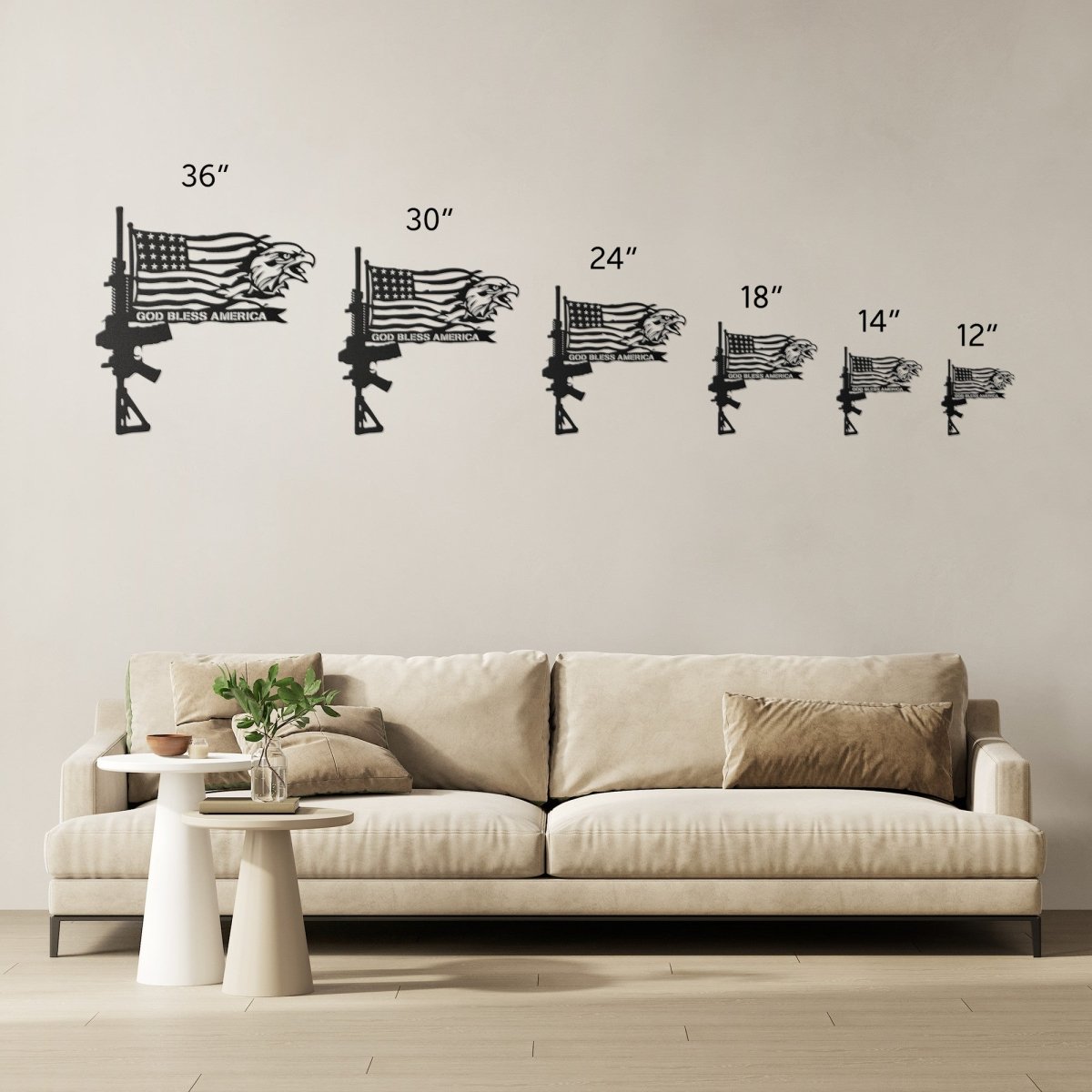 God Bless America Rifle Flag Bald Eagle Steel Metal Sign Wall ArtCustomly Gifts