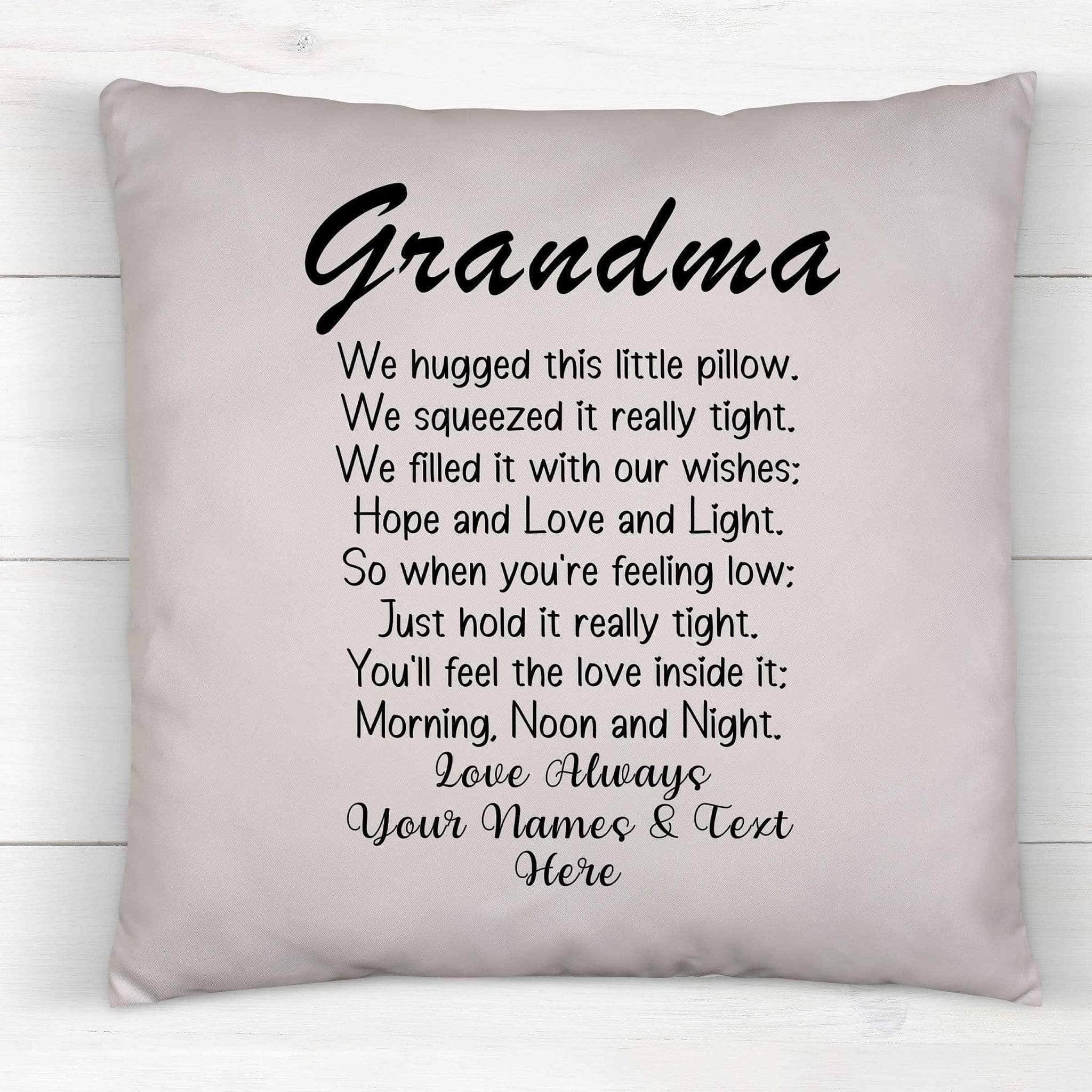 Grandma We Hugged This Little Pillow Poem Personalized Throw PillowCustomly Gifts