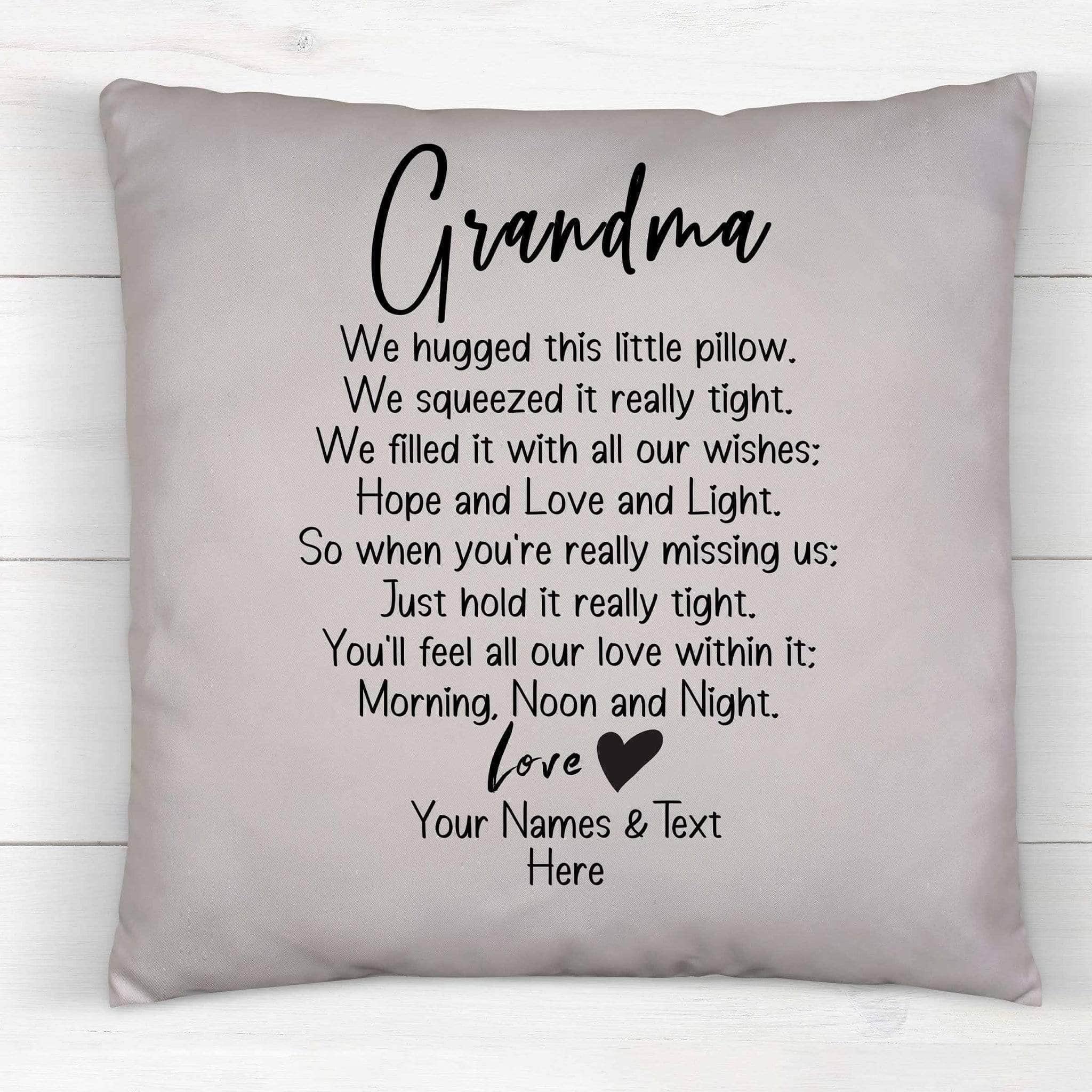 Grandma We Hugged This Little Pillow Poem v2 Personalized Throw PillowCustomly Gifts