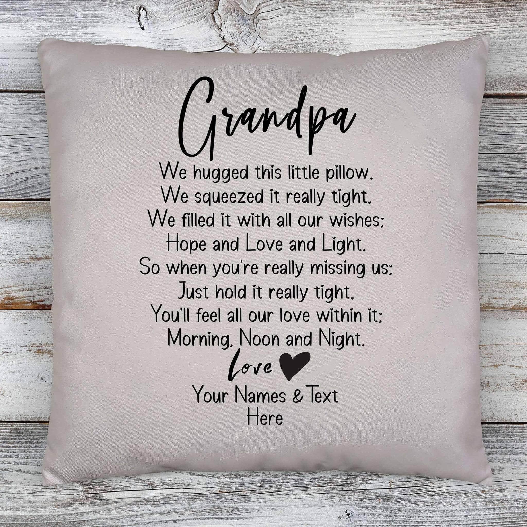 Grandpa We Hugged This Little Pillow Poem v2 Personalized Throw PillowCustomly Gifts