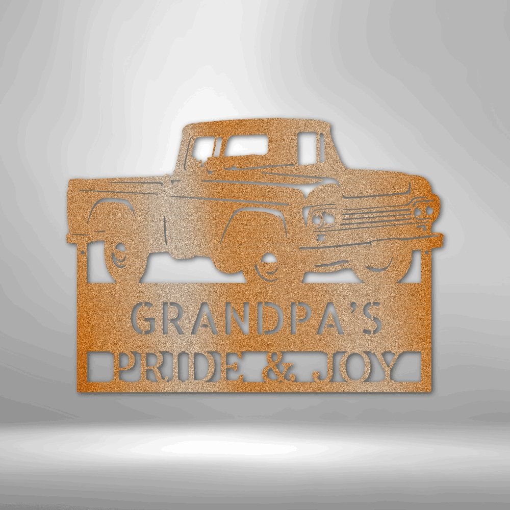 Grandpas Pickup Truck Personalized Name Text Steel SignCustomly Gifts