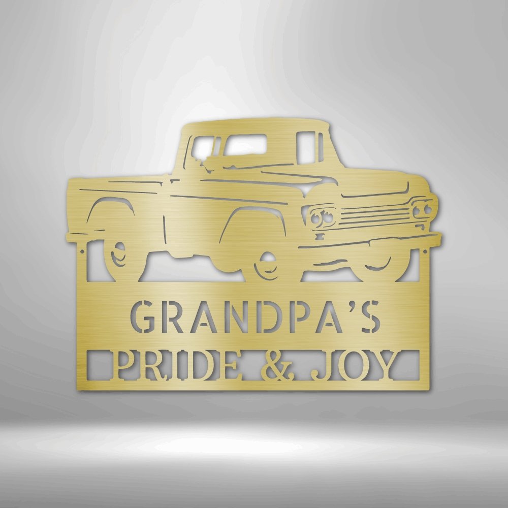 Grandpas Pickup Truck Personalized Name Text Steel SignCustomly Gifts