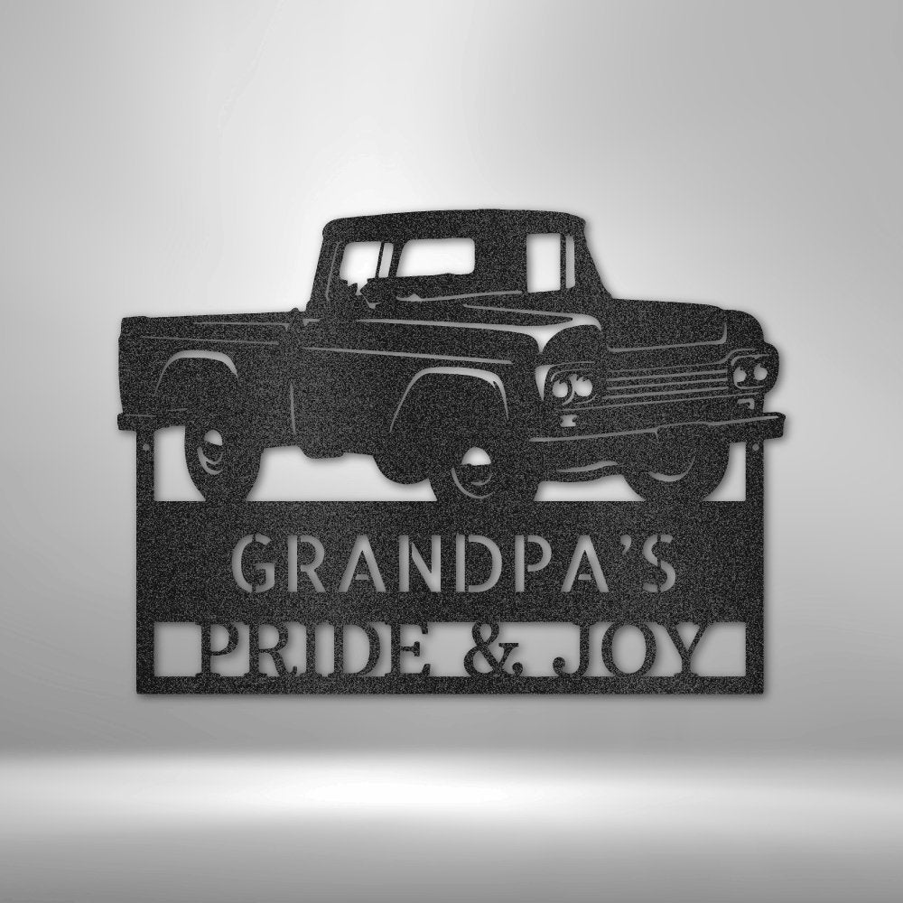 Grandpas Pickup Truck Personalized Name Text Steel SignCustomly Gifts