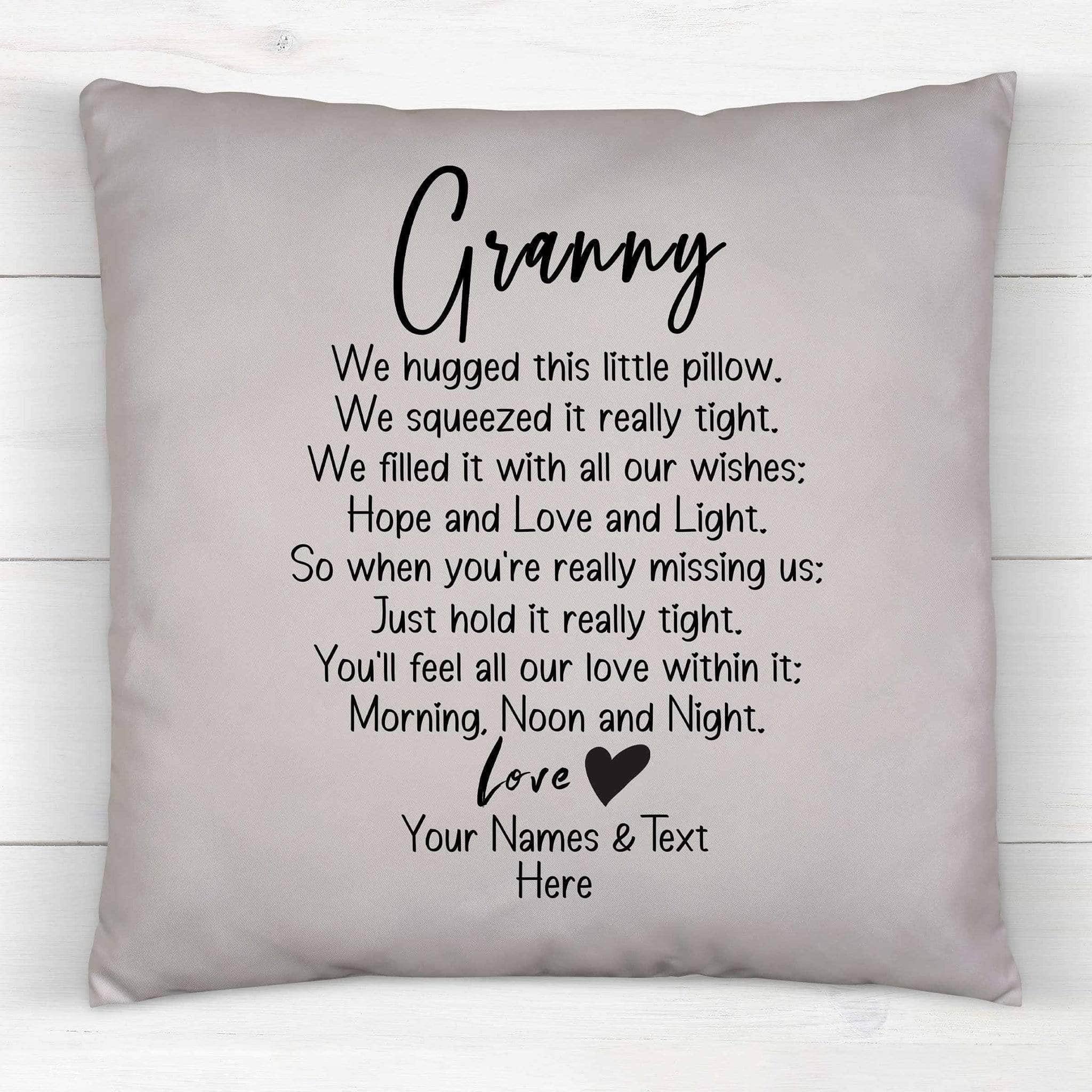 Granny We Hugged This Little Pillow Poem v2 Personalized Throw PillowCustomly Gifts