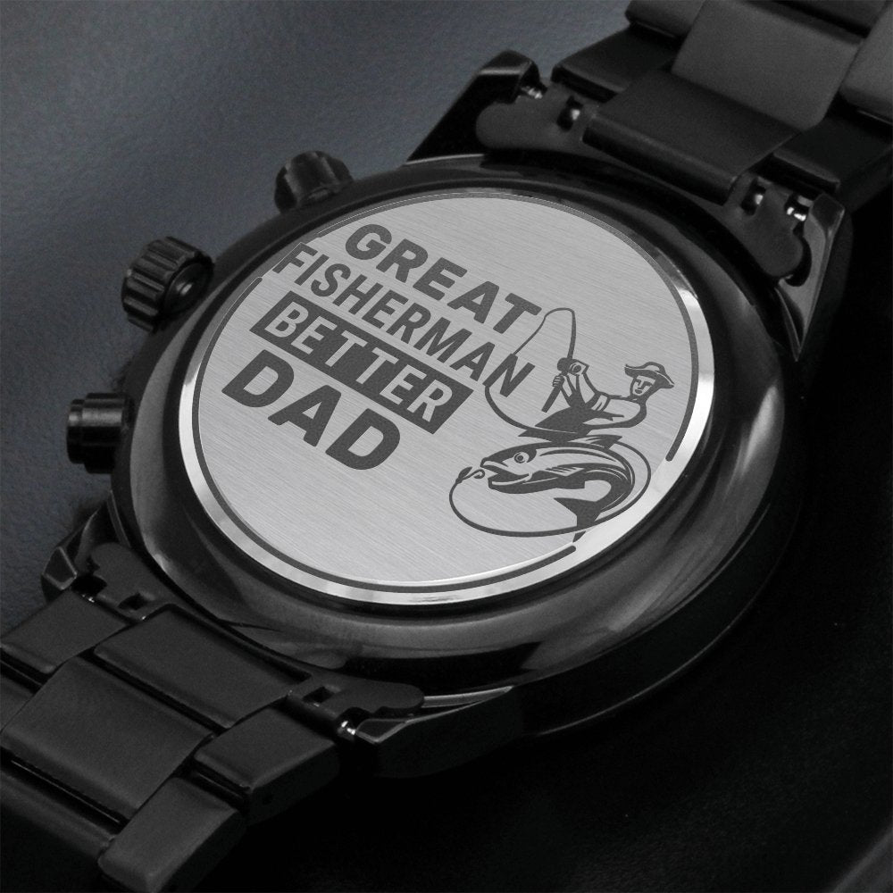 Great Fisherman Better Dad Engraved Stainless Steel WatchCustomly Gifts