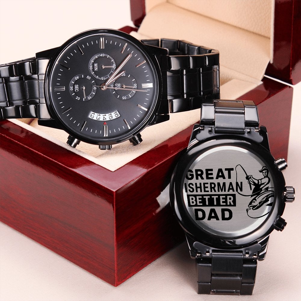 Great Fisherman Better Dad Engraved Stainless Steel WatchCustomly Gifts