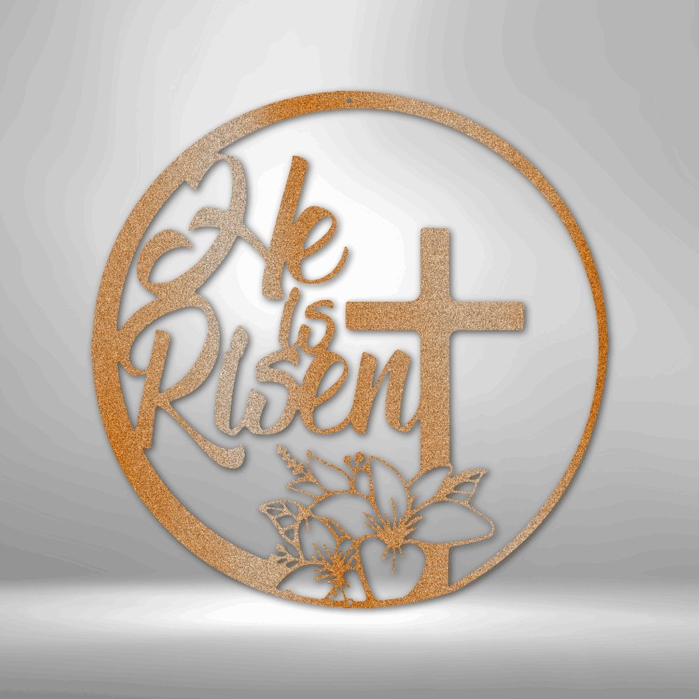 He is Risen Cross - Steel SignCustomly Gifts