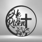 He is Risen Cross - Steel SignCustomly Gifts