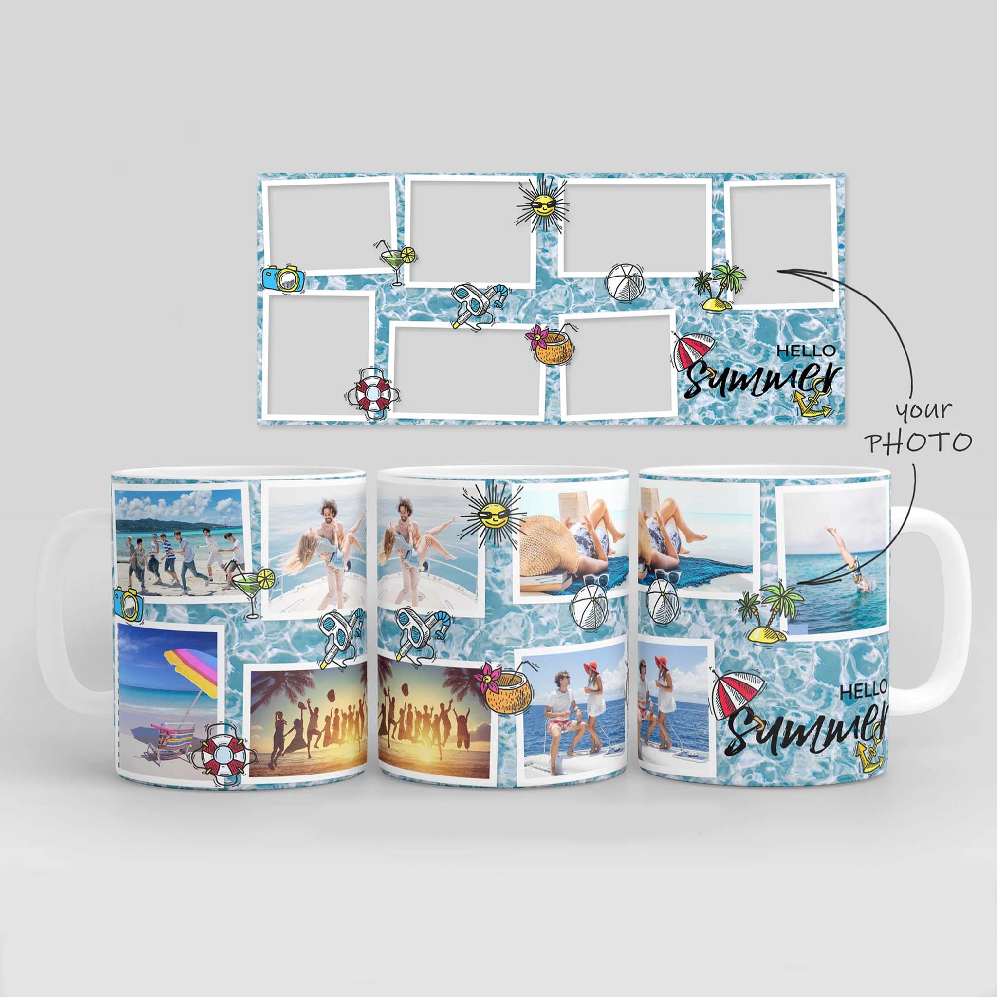 Hello Summer Personalized Photos Coffee MugCustomly Gifts
