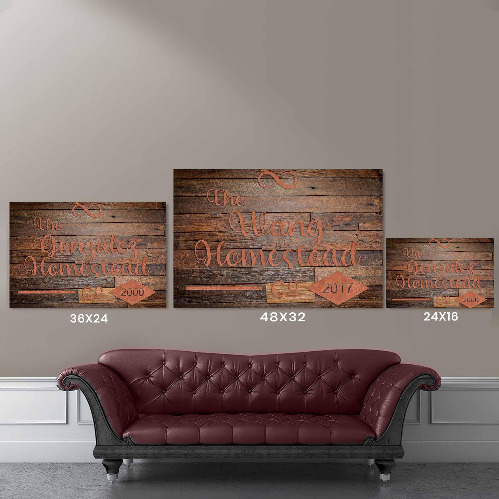 Homestead Co Infinity Dark Wood Burnt Copper Cut Metal Effect Personalized CanvasCustomly Gifts
