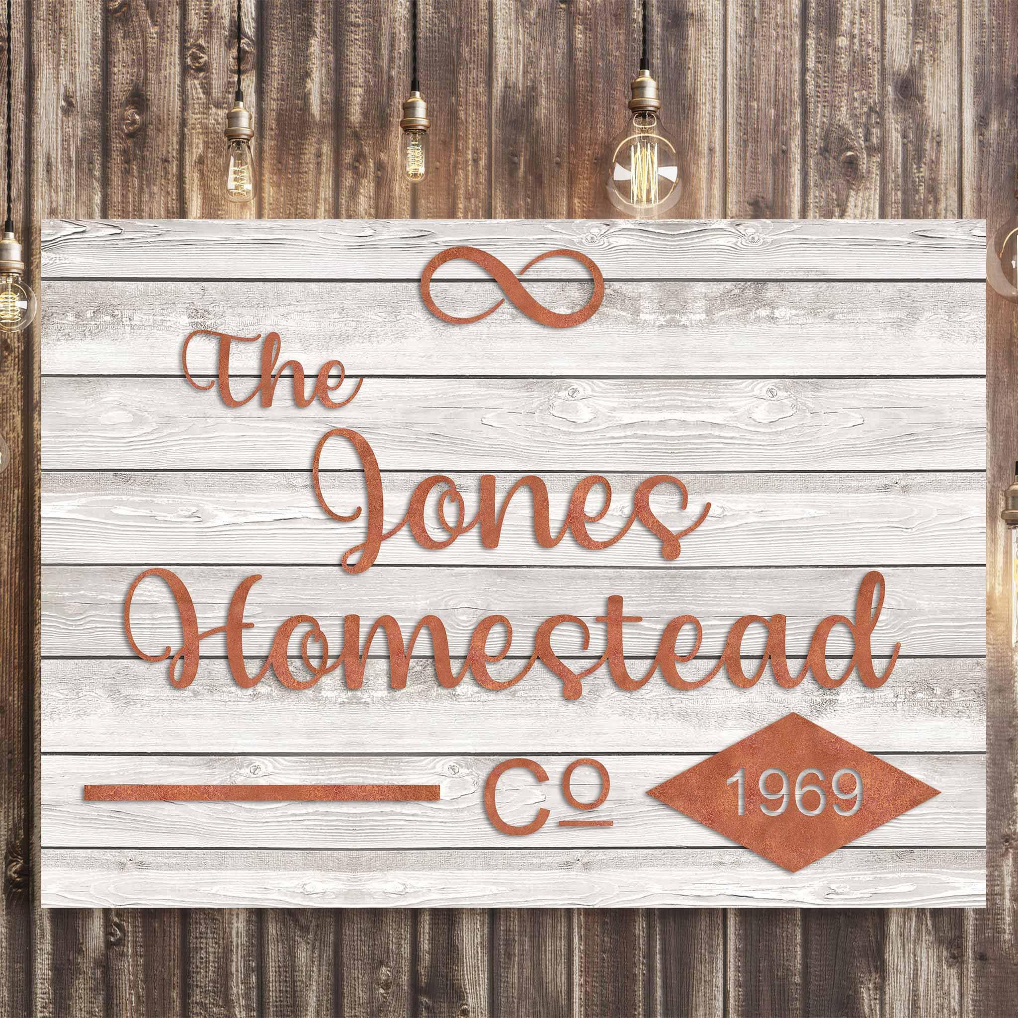 Homestead Co Infinity Light Wood Burnt Copper Cut Metal Effect Personalized CanvasCustomly Gifts