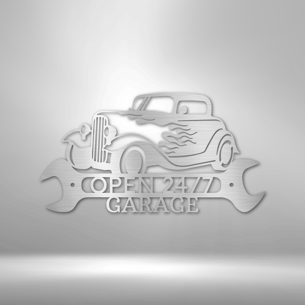 Hot Rod Shop Personalized Text Steel SignCustomly Gifts