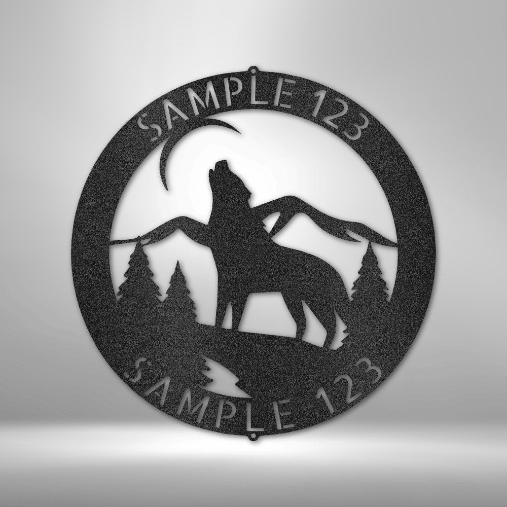 Howling Wolf Personalized Name Text Steel SignCustomly Gifts