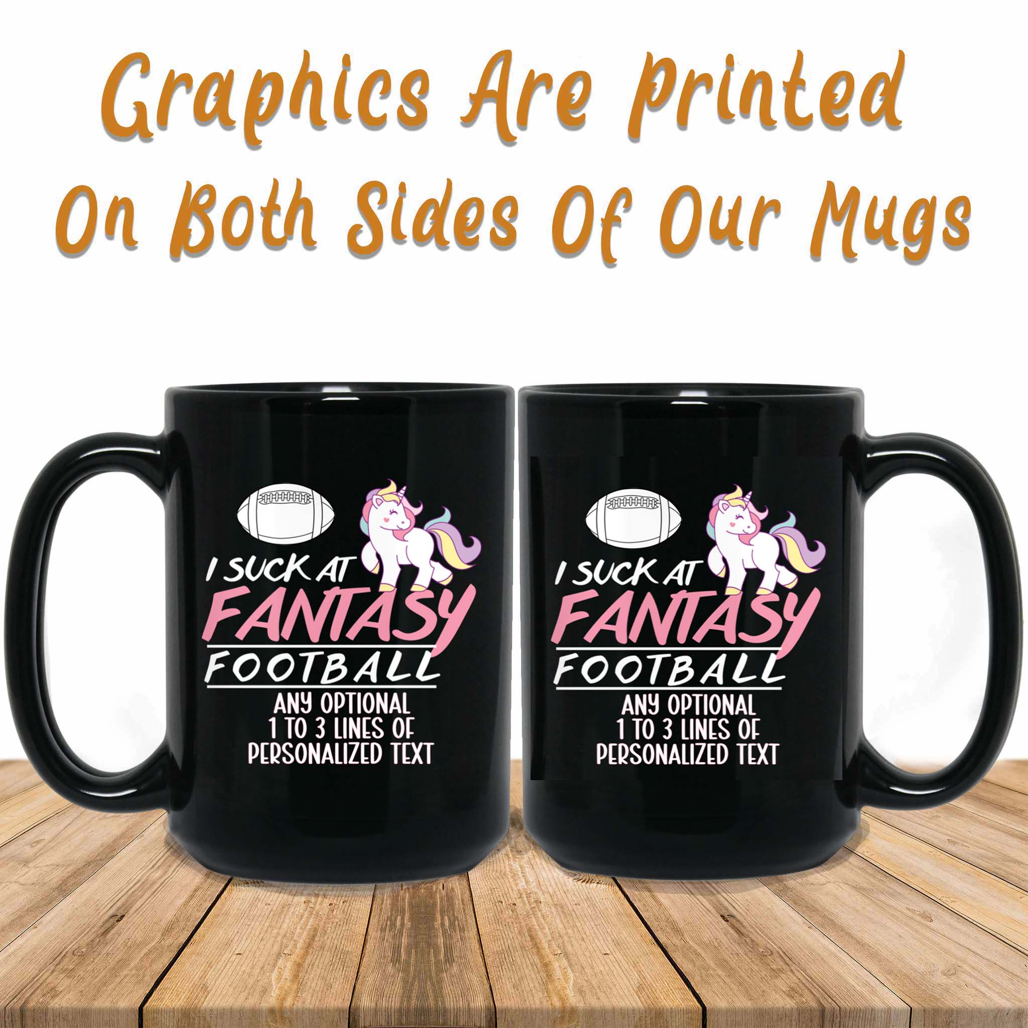 I Suck At Fantasy Football Unicorn v1 Personalized Black Coffee MugCustomly Gifts