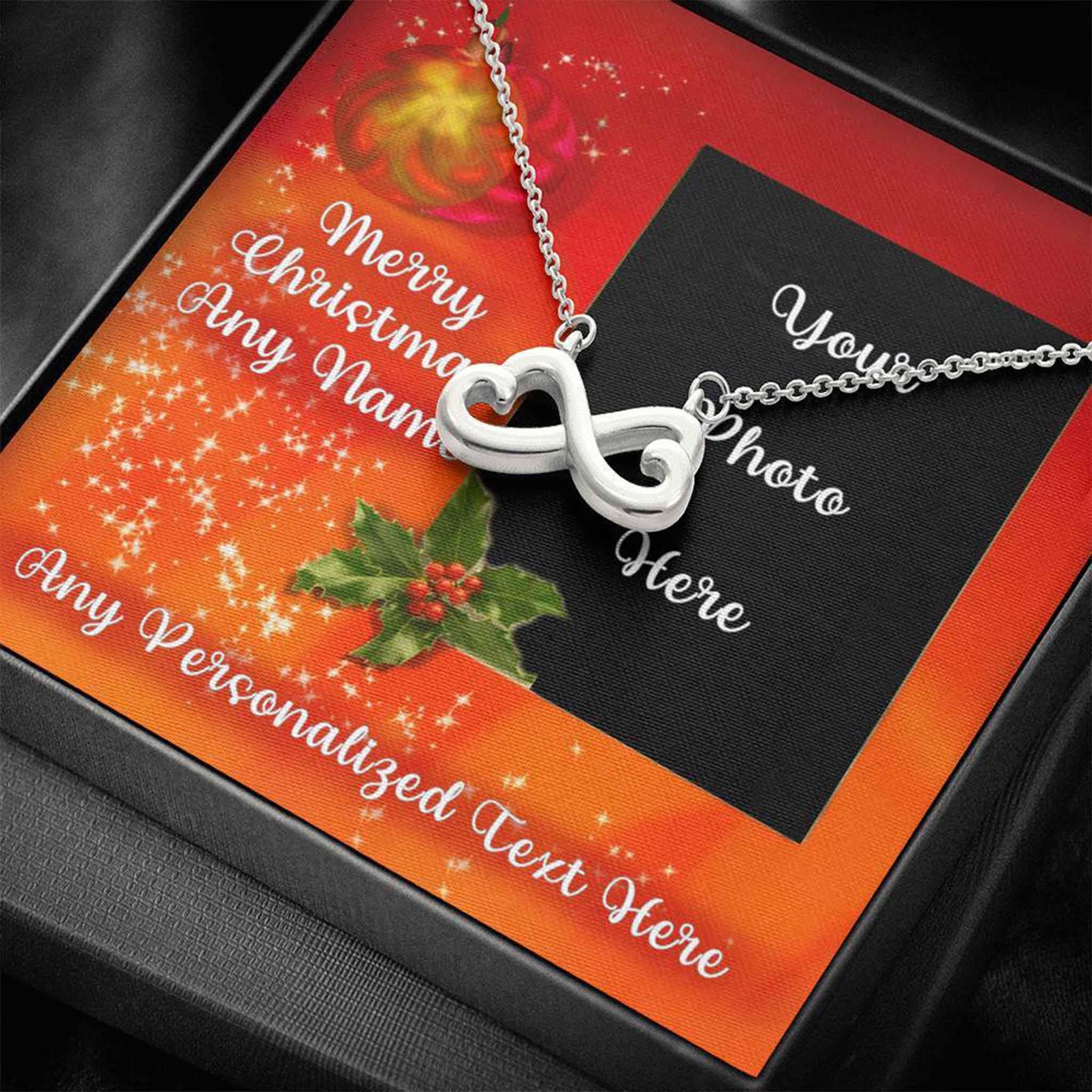 Infinity Hearts Necklace Christmas Photo v1 Personalized Insert CardCustomly Gifts
