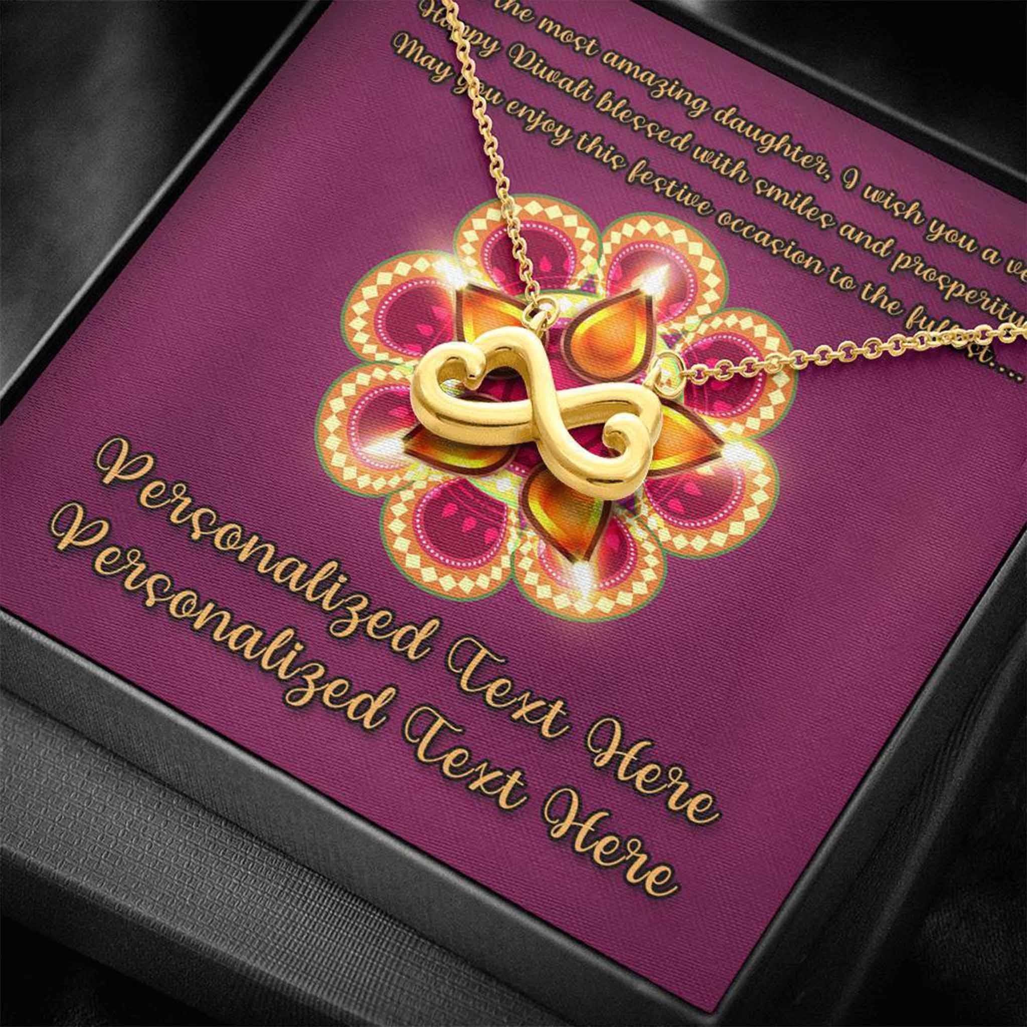 Infinity Hearts Necklace Daughter Happy Diwali v2 Personalized Insert CardCustomly Gifts