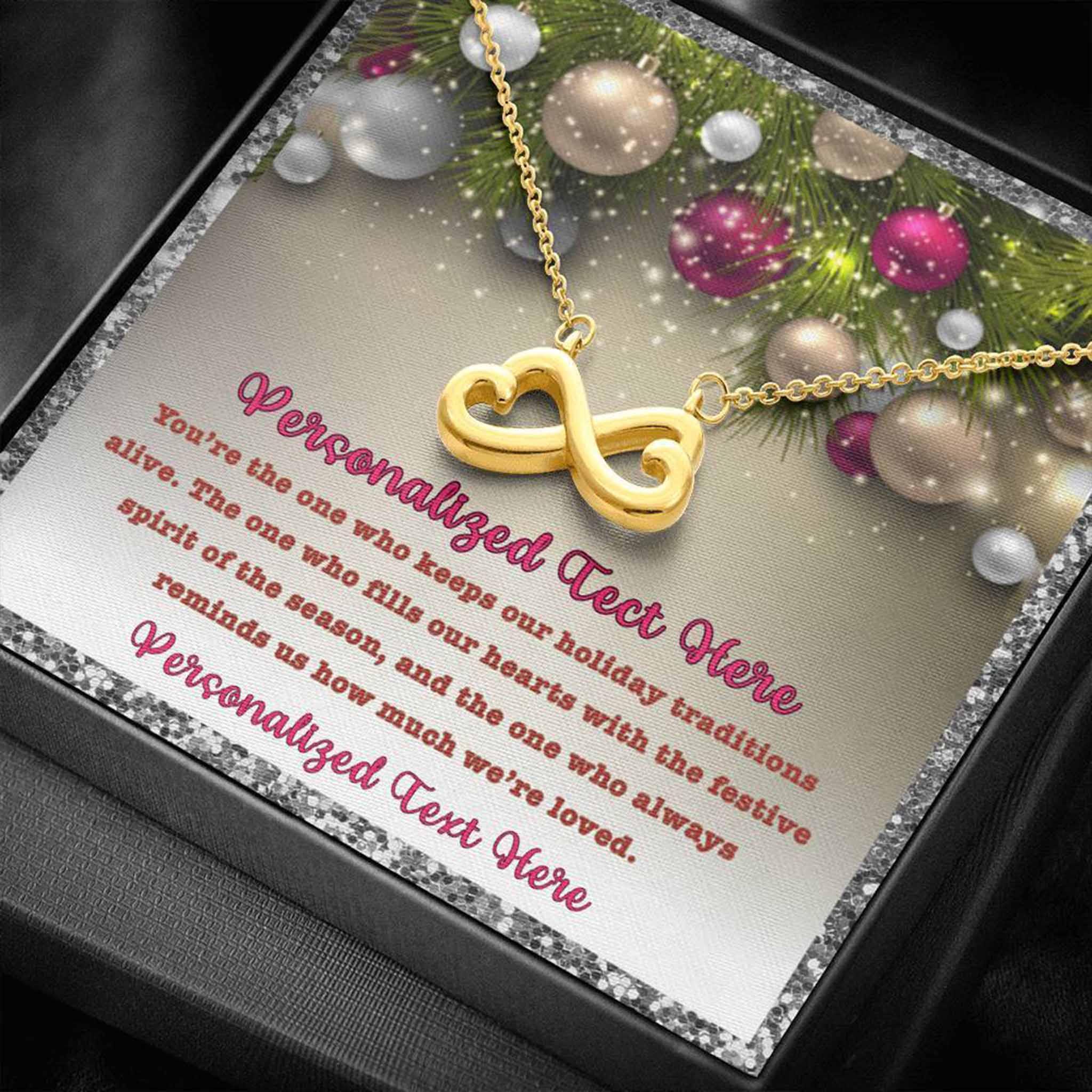 Infinity Hearts Necklace Grandmother Christmas How Much We're Loved Personalized Insert CardCustomly Gifts