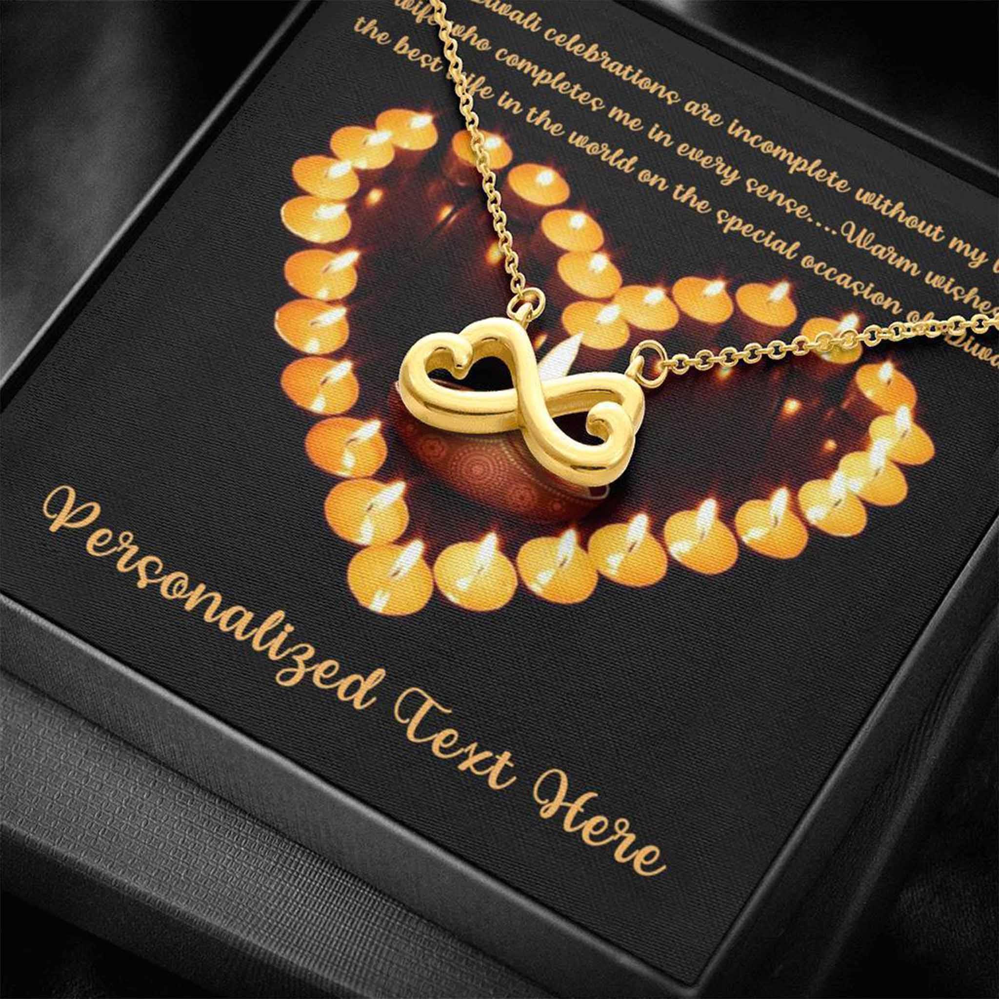 Infinity Hearts Necklace Wife Happy Diwali v4 Personalized Insert CardCustomly Gifts