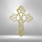 Initial Cross Personalized Monogram Steel SignCustomly Gifts