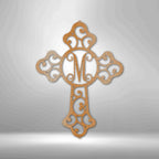 Initial Cross Personalized Monogram Steel SignCustomly Gifts