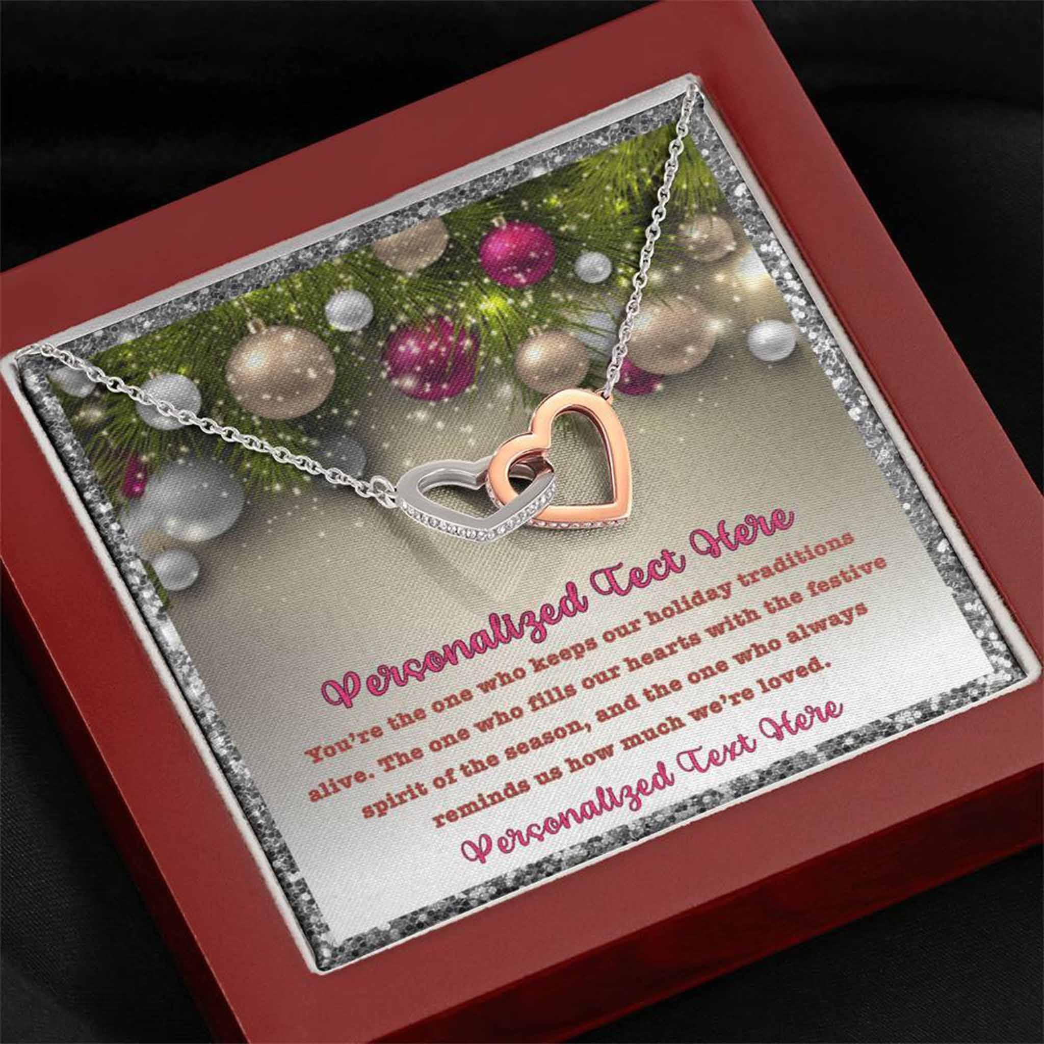 Interlocking Hearts Necklace Christmas Grandmother How Much We're Loved Personalized Insert CardCustomly Gifts