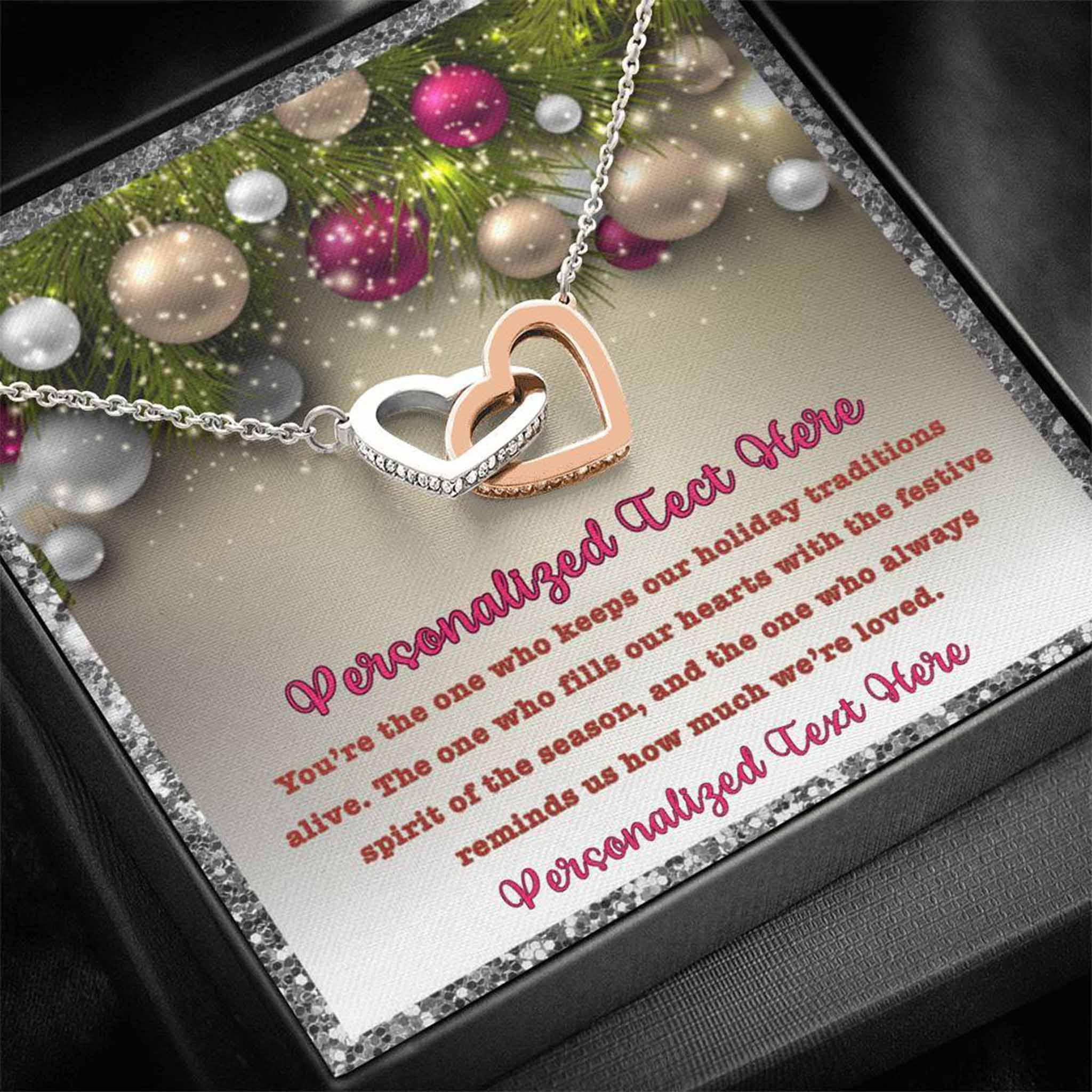 Interlocking Hearts Necklace Christmas Grandmother How Much We're Loved Personalized Insert CardCustomly Gifts