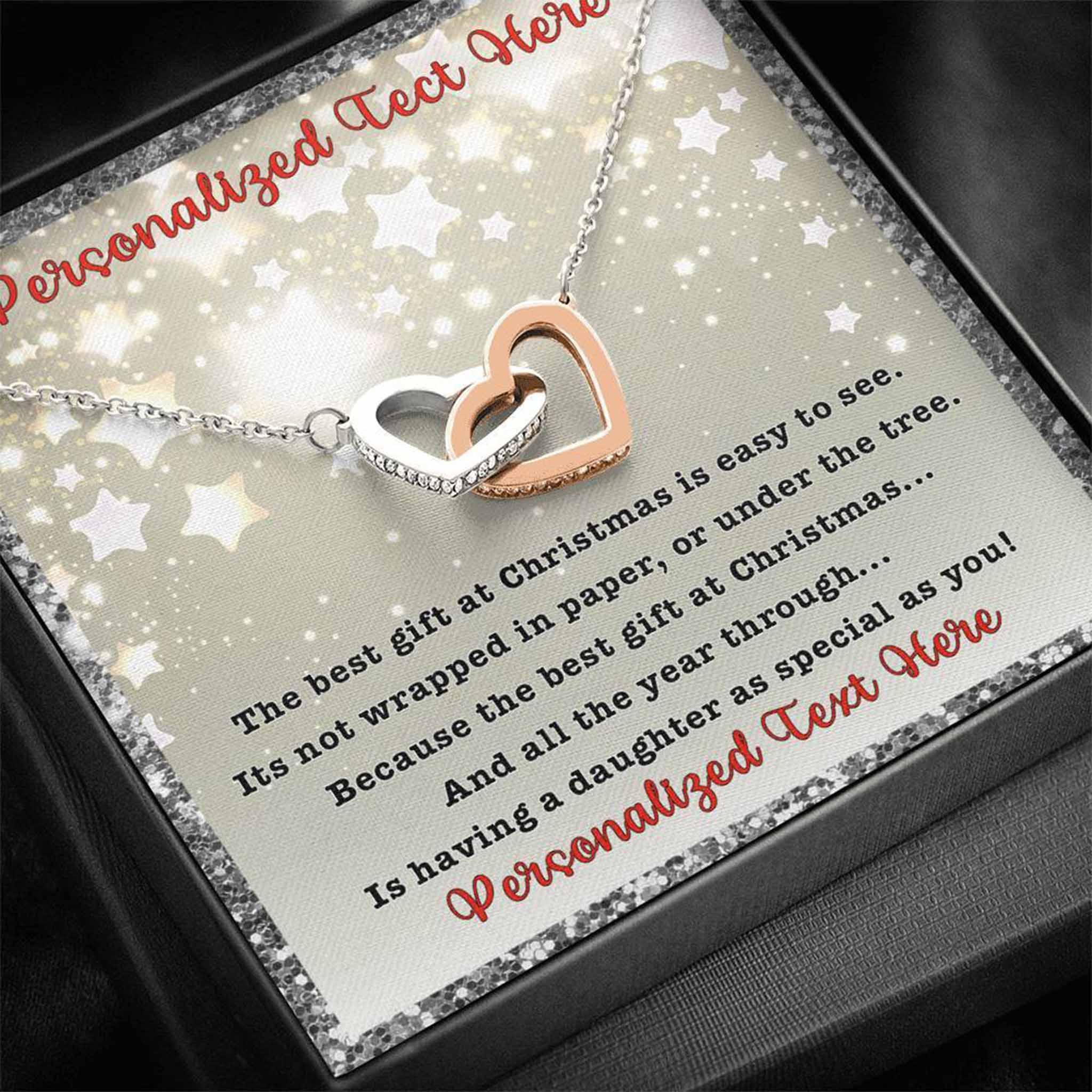 Interlocking Hearts Necklace Daughter Best Gift Christmas Personalized Insert CardCustomly Gifts