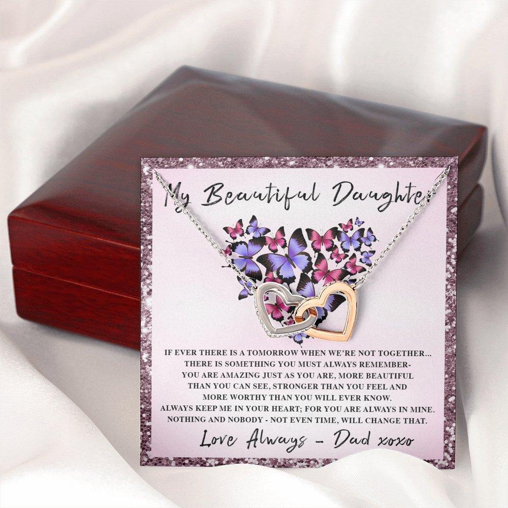 Interlocking Hearts Necklace If Ever There Is a Tomorrow Butterflies Personalized Insert CardCustomly Gifts